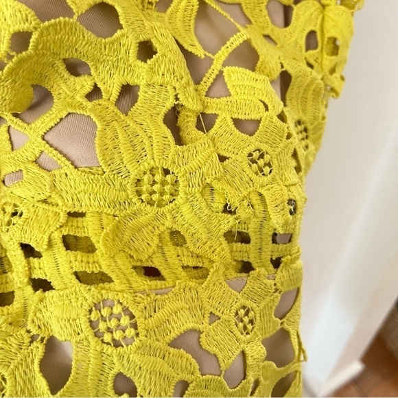 Lovers and Friends Above Knee Bellini Neon Yellow Lace Eyelet Small - Picture 5 of 14